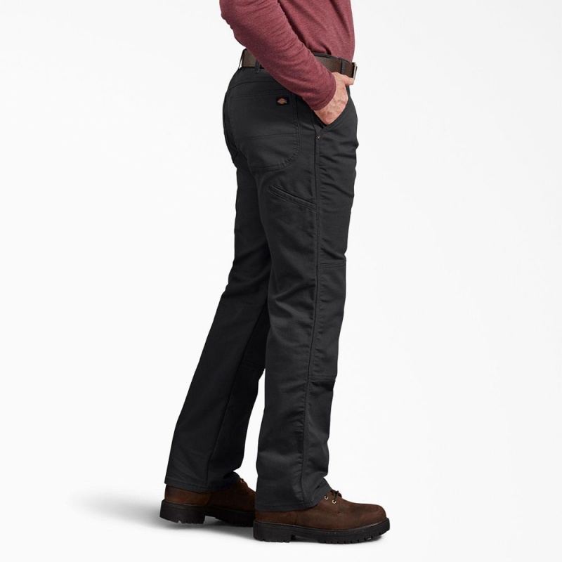 Black Dickies Regular Fit Duck Double Knee Men's Pants | 935-JXFGLT