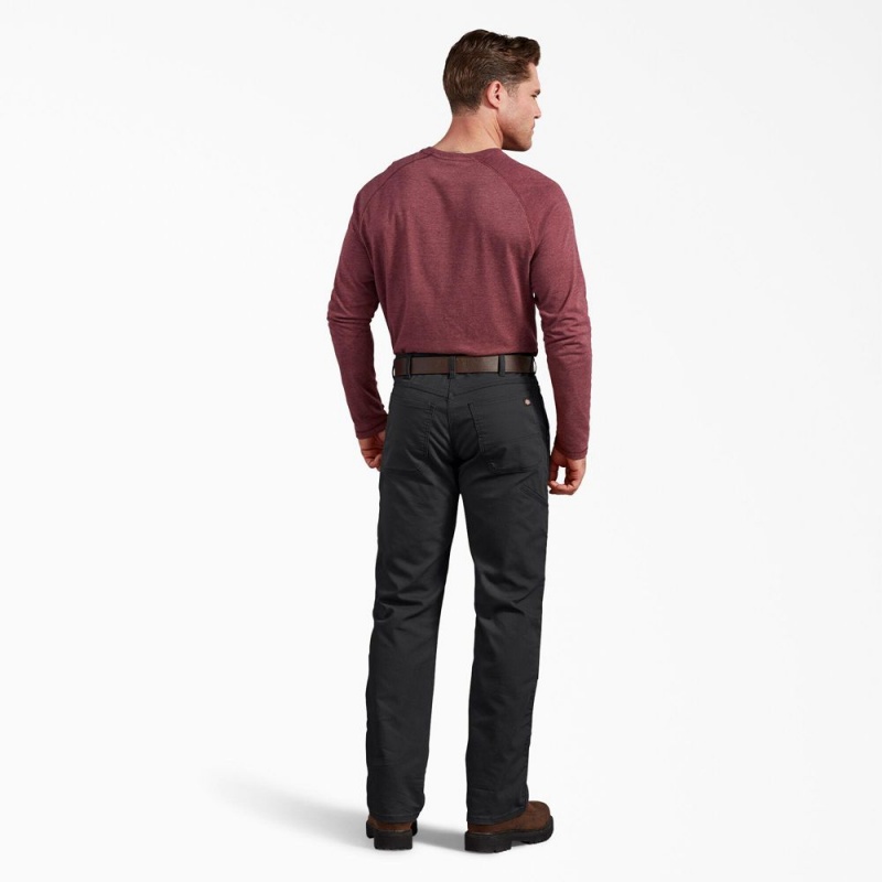 Black Dickies Regular Fit Duck Double Knee Men's Pants | 935-JXFGLT