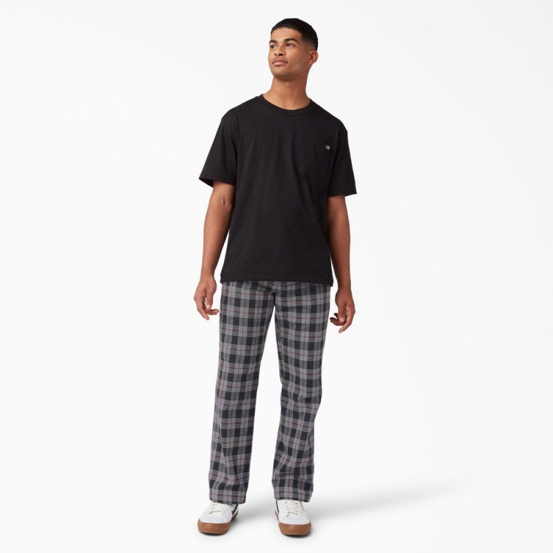 Black Dickies Regular Fit Plaid Men's Pants | 943-XGBAEQ