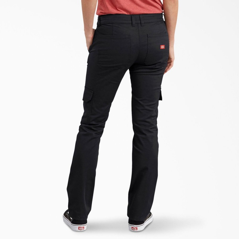 Black Dickies Relaxed Fit Cargo Women's Pants | 806-GYQHFI