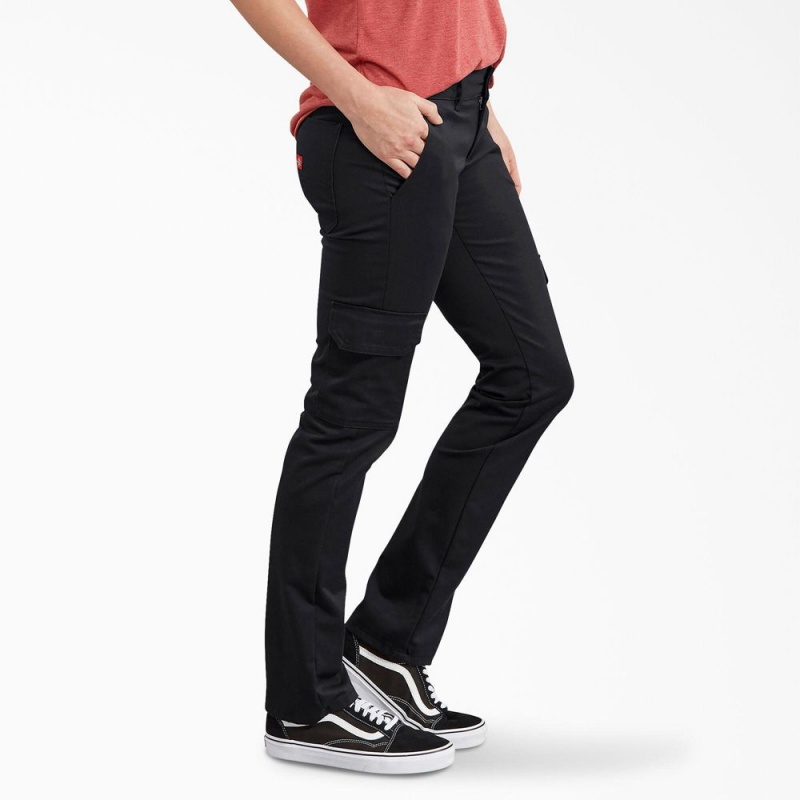 Black Dickies Relaxed Fit Cargo Women's Pants | 806-GYQHFI