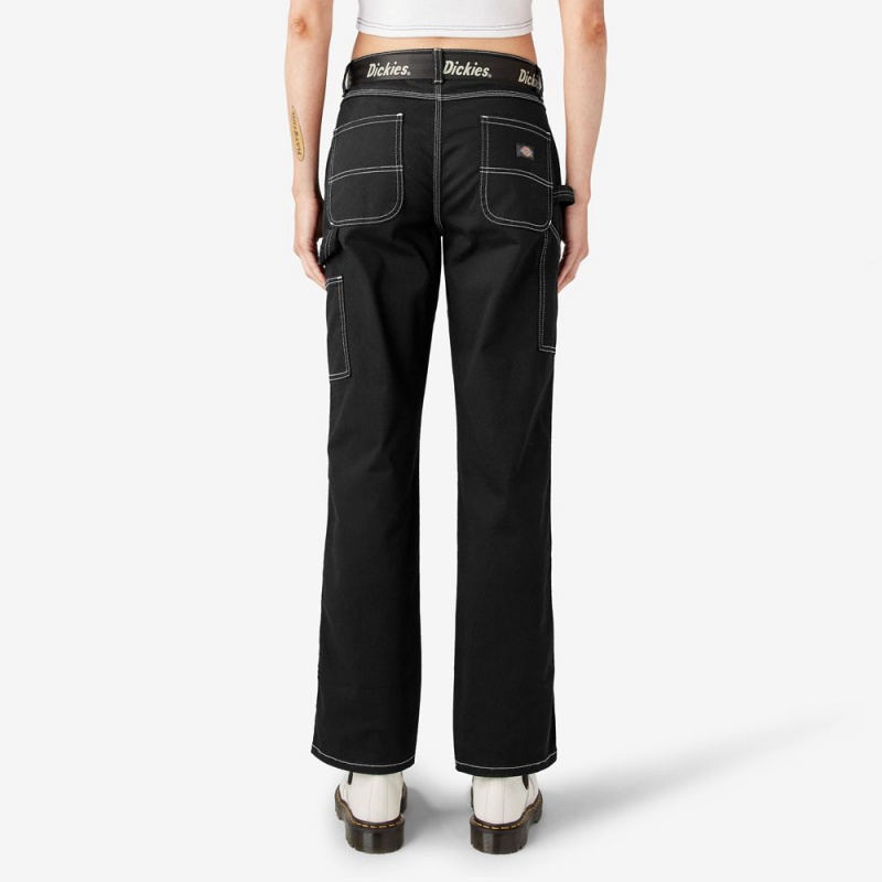 Black Dickies Relaxed Fit Carpenter Women's Pants | 627-YPBJSR