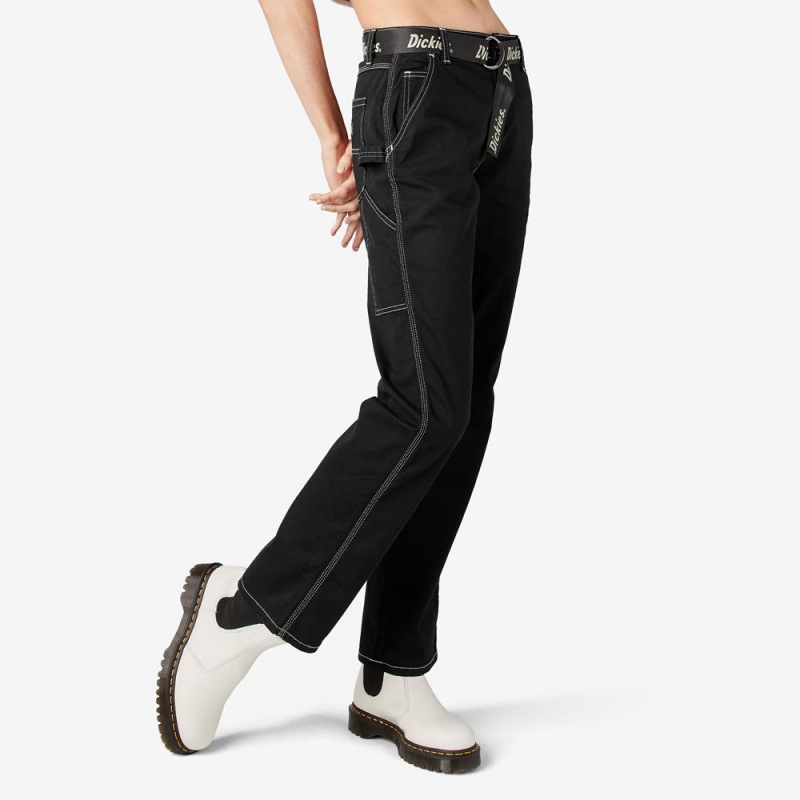 Black Dickies Relaxed Fit Carpenter Women's Pants | 627-YPBJSR