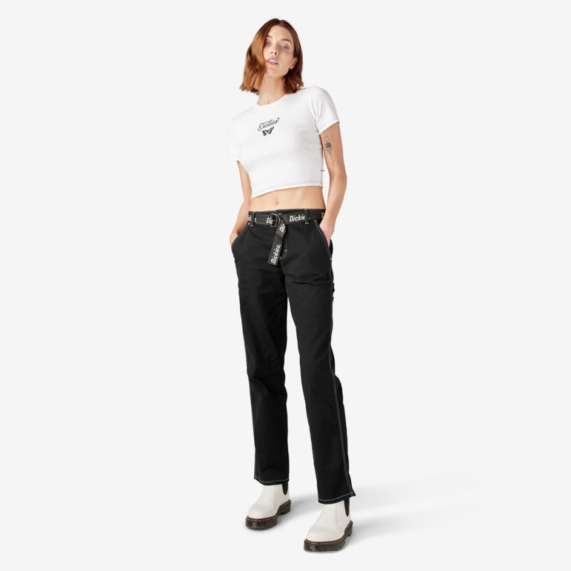 Black Dickies Relaxed Fit Carpenter Women's Pants | 627-YPBJSR