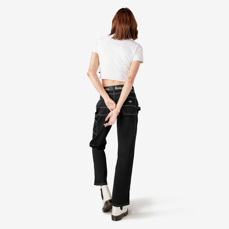 Black Dickies Relaxed Fit Carpenter Women's Pants | 627-YPBJSR