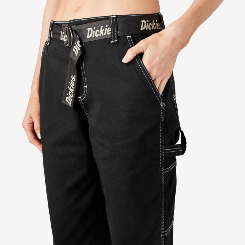 Black Dickies Relaxed Fit Carpenter Women's Pants | 627-YPBJSR