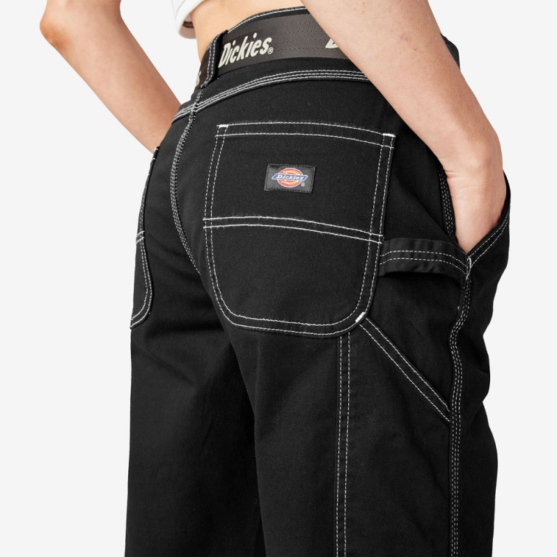 Black Dickies Relaxed Fit Carpenter Women's Pants | 627-YPBJSR