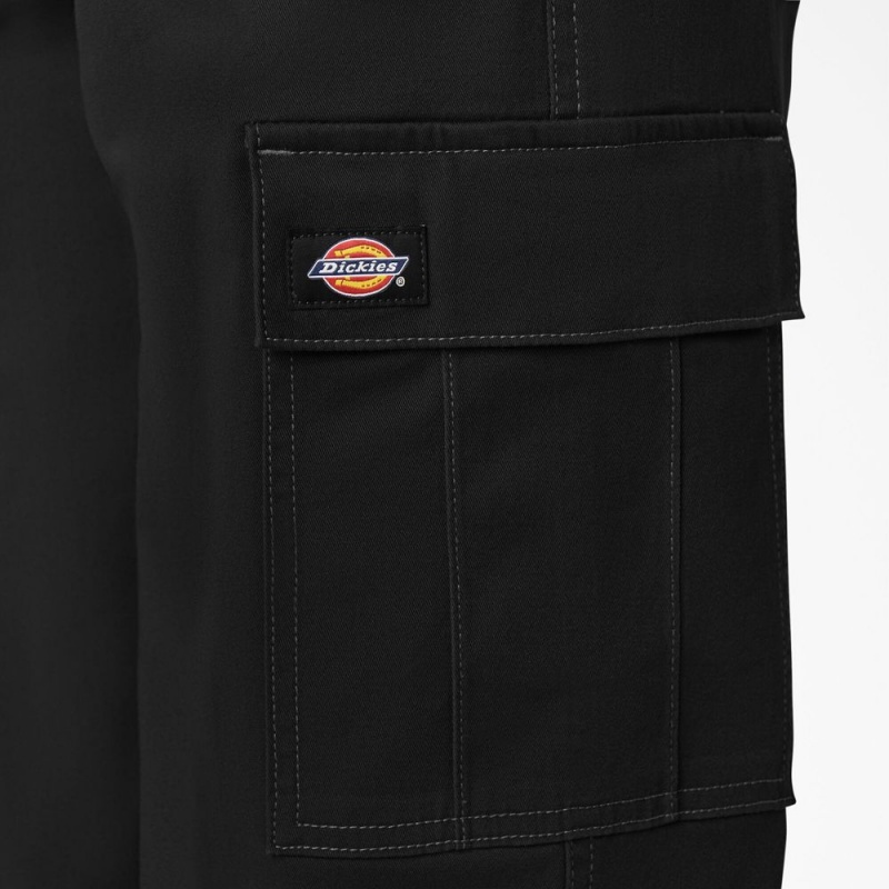 Black Dickies Relaxed Fit Contrast Stitch Cropped Women's Cargo Pants | 439-TYAUWJ