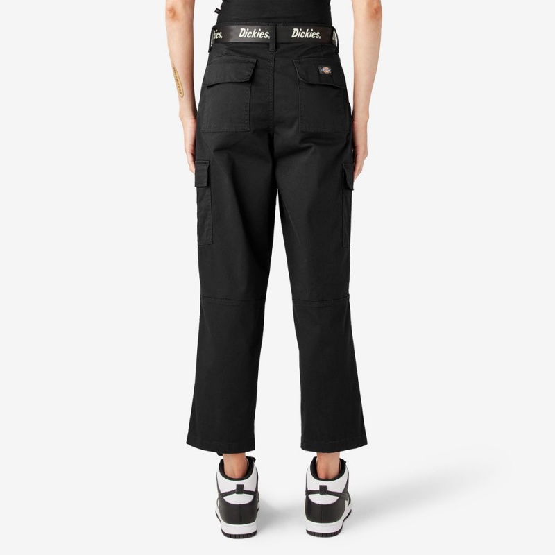 Black Dickies Relaxed Fit Cropped Women's Cargo Pants | 983-XLDUGZ