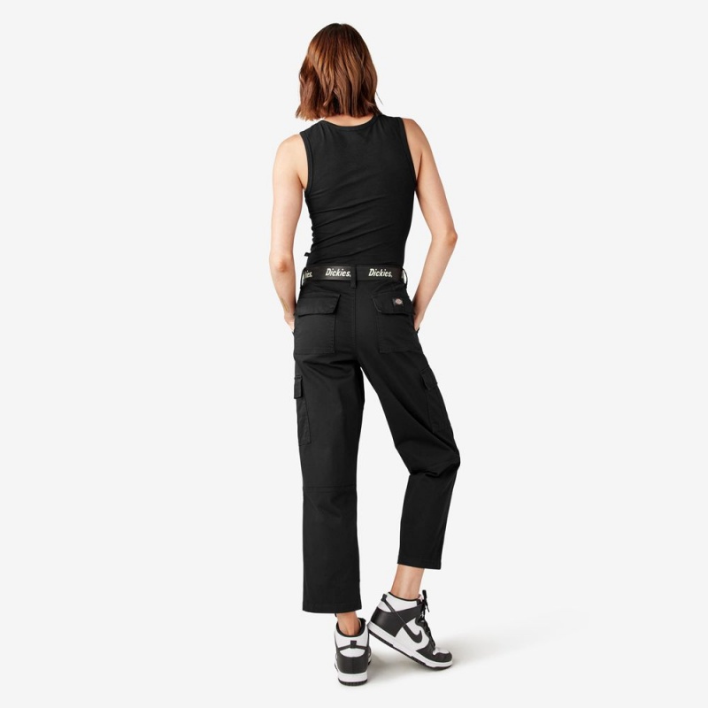 Black Dickies Relaxed Fit Cropped Women's Cargo Pants | 983-XLDUGZ