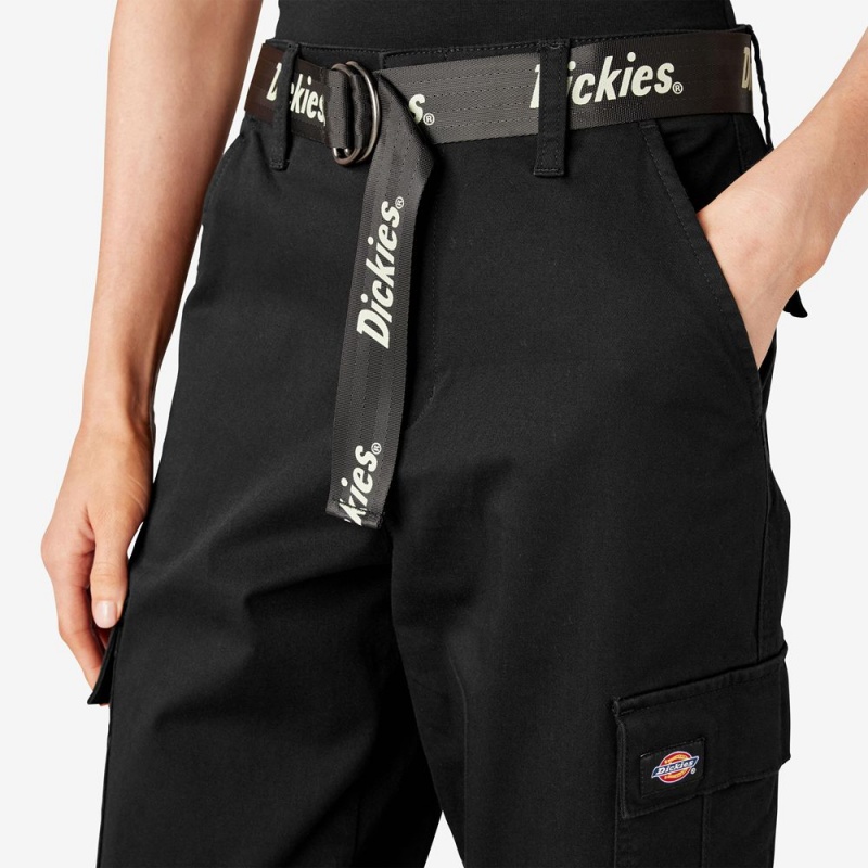 Black Dickies Relaxed Fit Cropped Women's Cargo Pants | 983-XLDUGZ