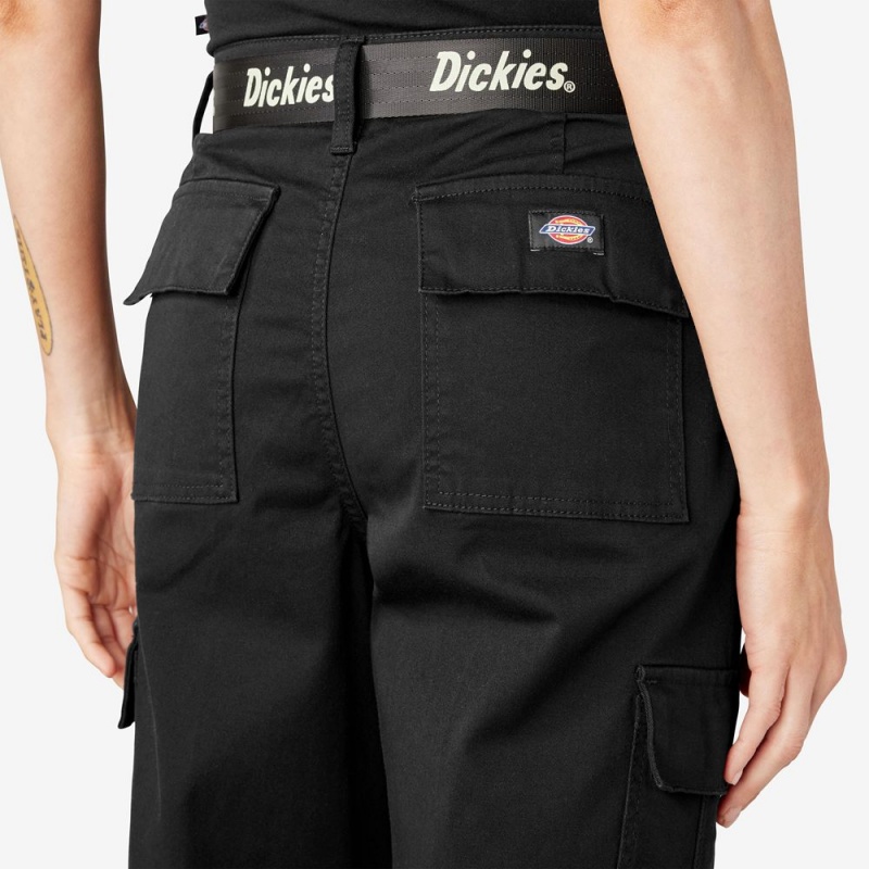 Black Dickies Relaxed Fit Cropped Women's Cargo Pants | 983-XLDUGZ