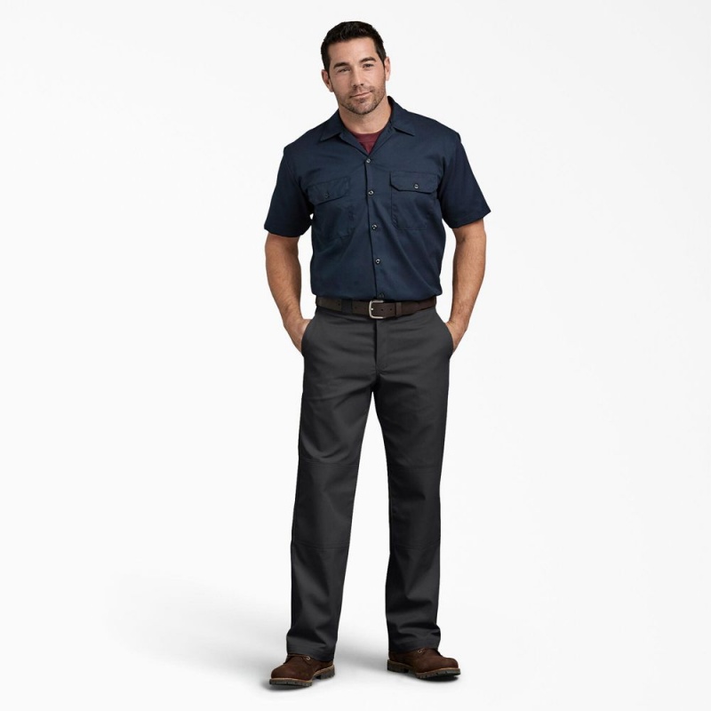 Black Dickies Relaxed Fit Double Knee Men's Work Pants | 254-WVCYXP