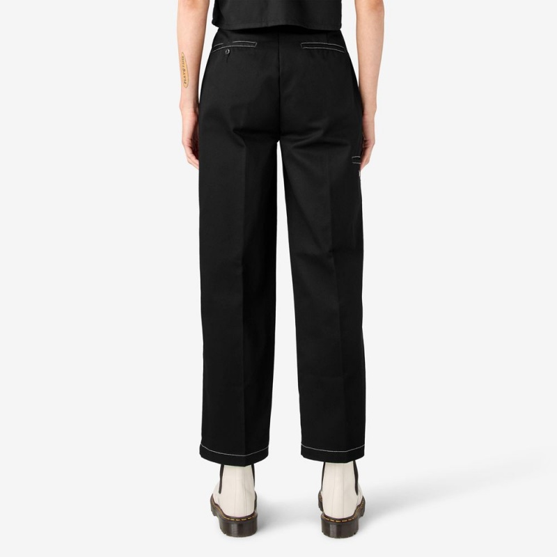 Black Dickies Relaxed Fit Double Knee Women's Pants | 897-WBGZPU