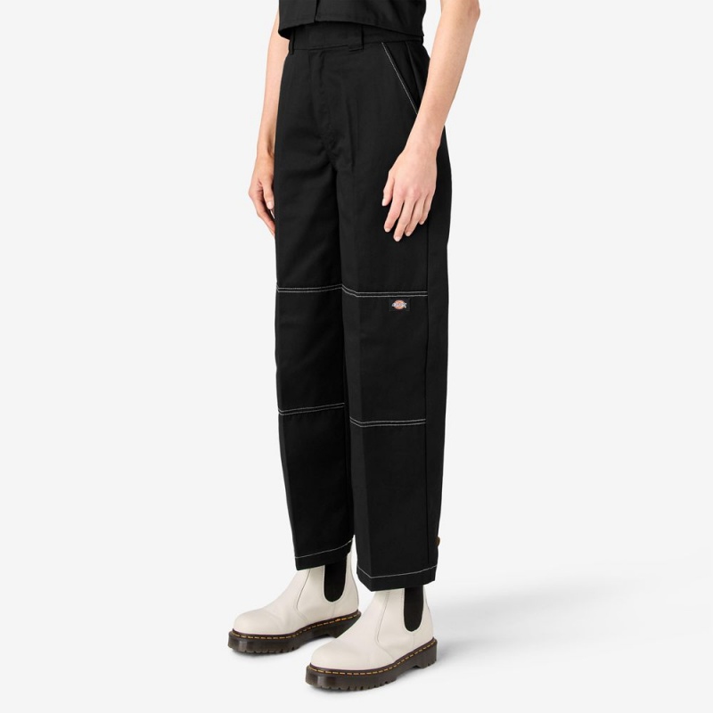 Black Dickies Relaxed Fit Double Knee Women's Pants | 897-WBGZPU