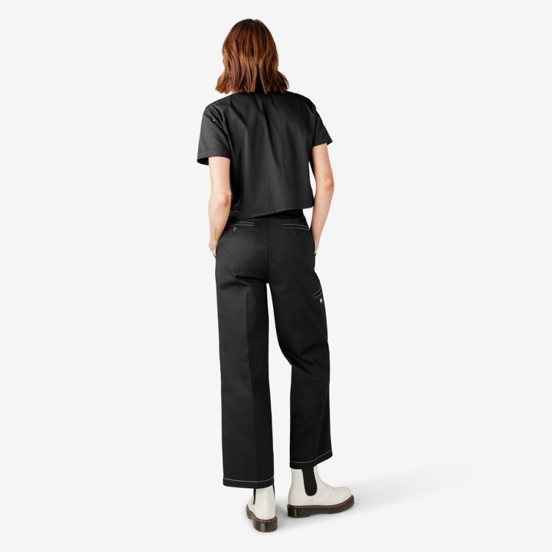 Black Dickies Relaxed Fit Double Knee Women's Pants | 897-WBGZPU