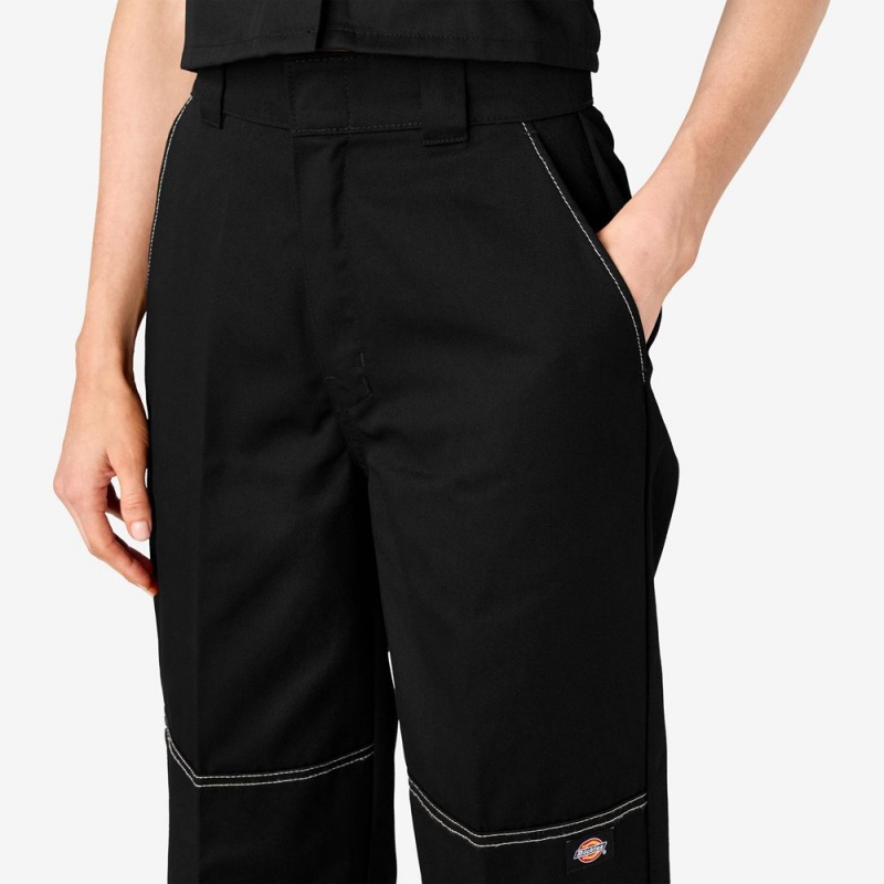 Black Dickies Relaxed Fit Double Knee Women's Pants | 897-WBGZPU