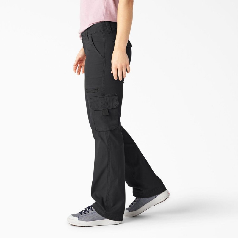 Black Dickies Relaxed Fit Straight Leg Women's Cargo Pants | 812-ZQYWVK