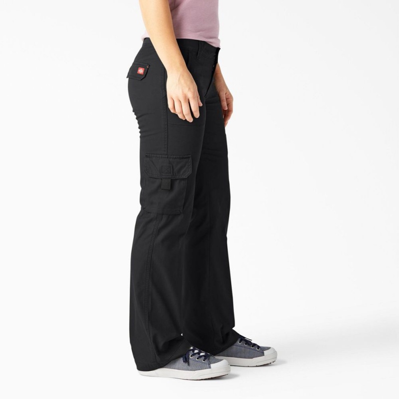 Black Dickies Relaxed Fit Straight Leg Women's Cargo Pants | 812-ZQYWVK