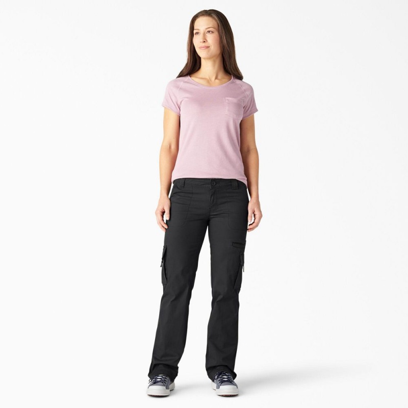 Black Dickies Relaxed Fit Straight Leg Women's Cargo Pants | 812-ZQYWVK