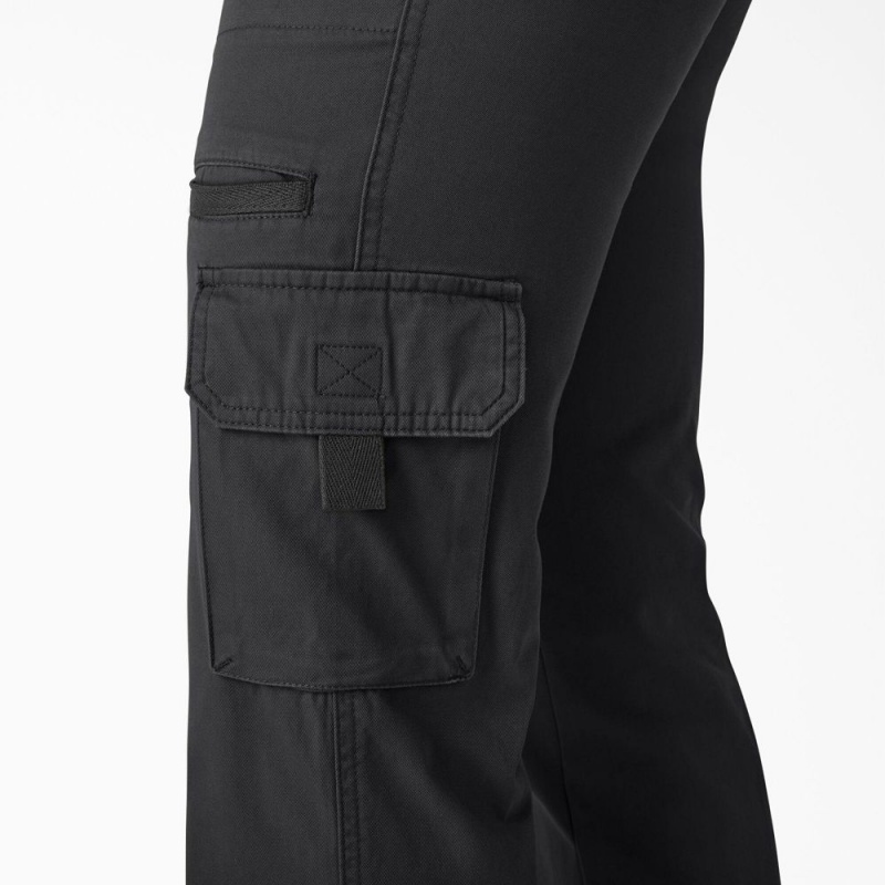 Black Dickies Relaxed Fit Straight Leg Women's Cargo Pants | 812-ZQYWVK