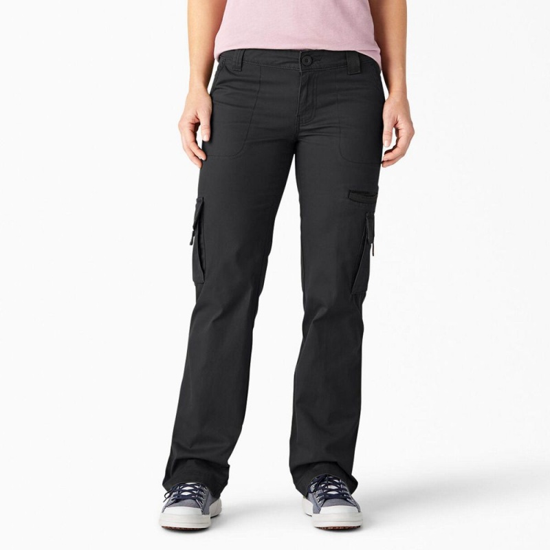 Black Dickies Relaxed Fit Straight Leg Women\'s Cargo Pants | 812-ZQYWVK