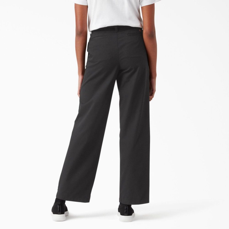 Black Dickies Relaxed Fit Wide Leg Women's Pants | 617-LEVXKD