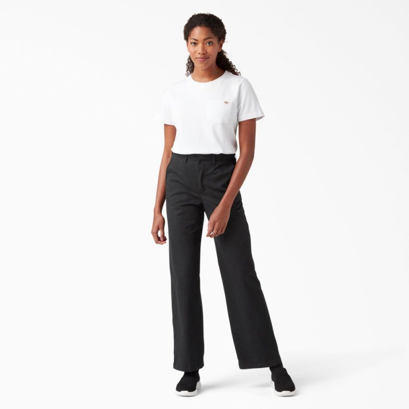 Black Dickies Relaxed Fit Wide Leg Women's Pants | 617-LEVXKD