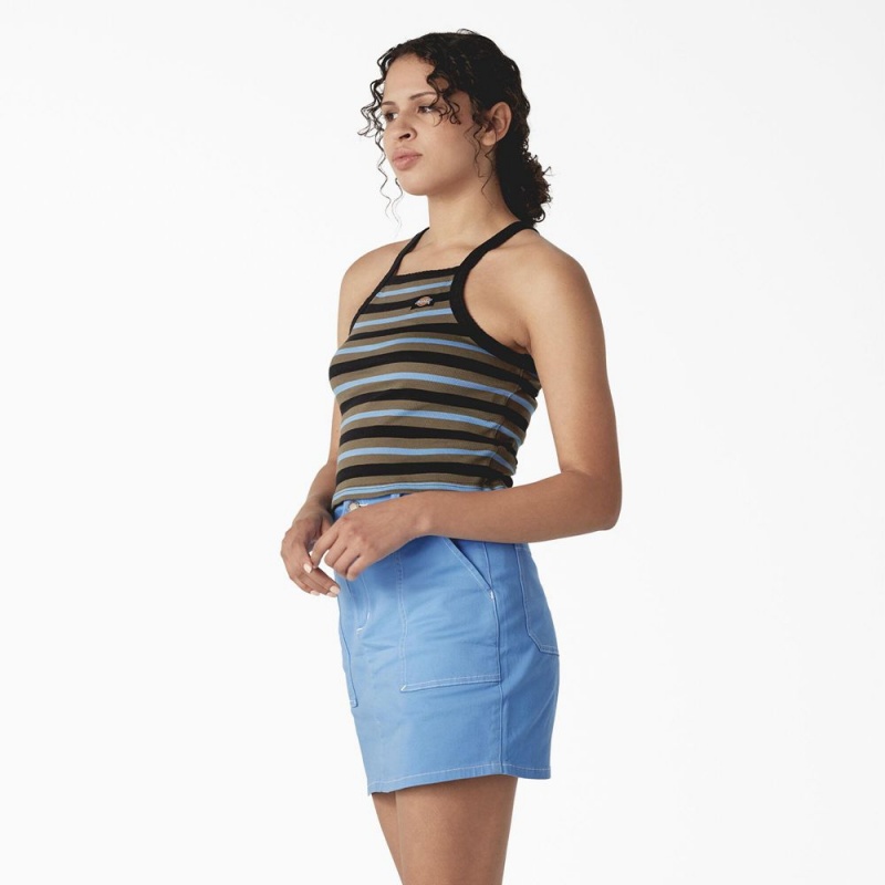 Black Dickies Rib Knit Cropped Women's Tank Top | 153-MESVXT