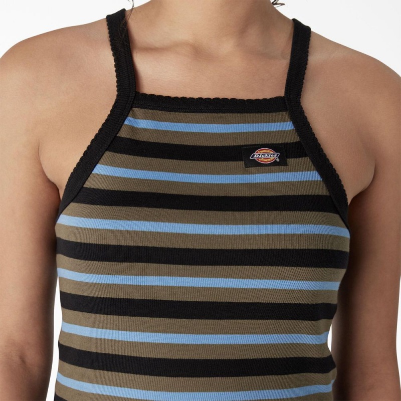 Black Dickies Rib Knit Cropped Women's Tank Top | 153-MESVXT