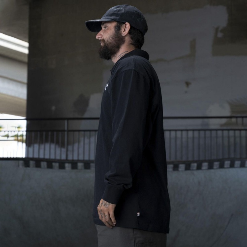 Black Dickies Ronnie Sandoval Long Sleeve Men's Polo Shirt | 185-KEFVQC