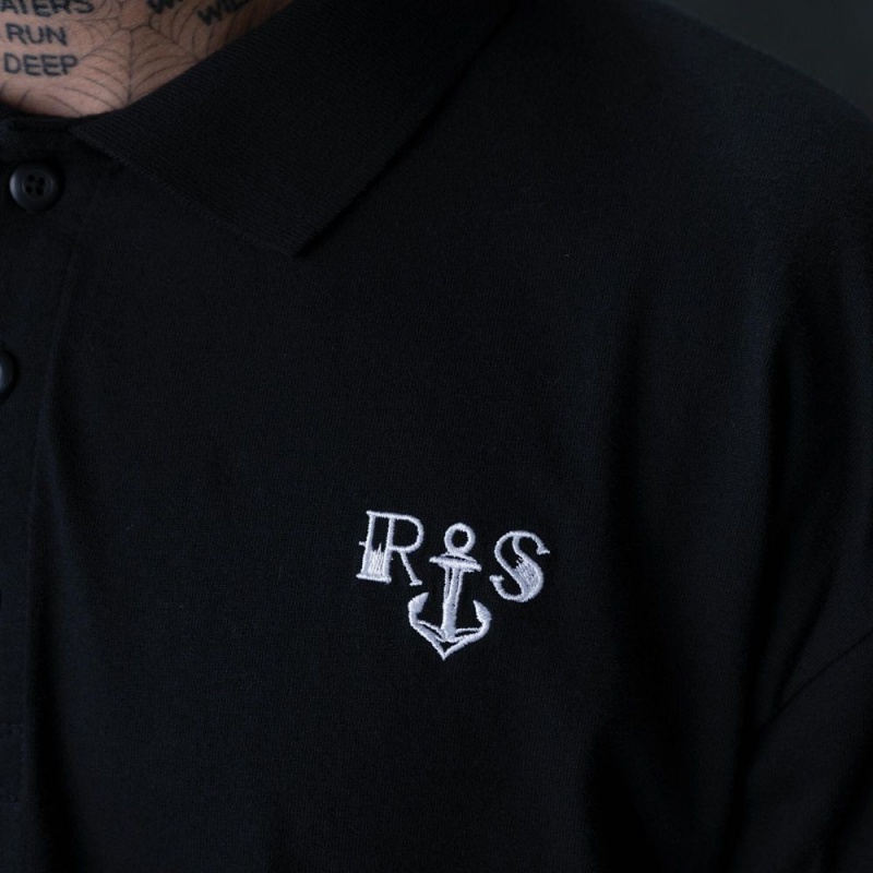 Black Dickies Ronnie Sandoval Long Sleeve Men's Polo Shirt | 185-KEFVQC