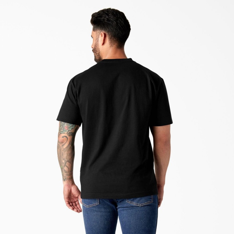 Black Dickies Short Sleeve Logo Graphic Men's T-Shirt | 674-JGCWEO