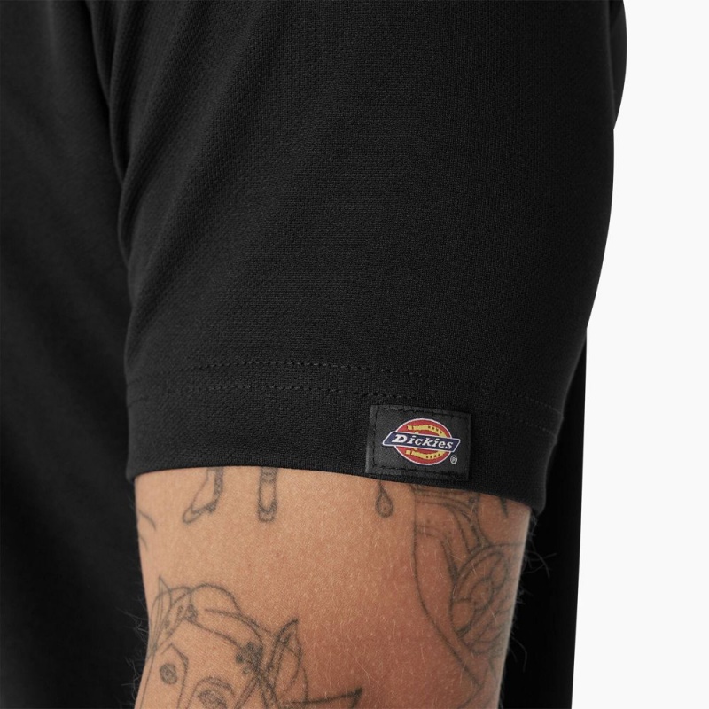 Black Dickies Short Sleeve Performance Men's Polo Shirt | 495-OTZDWG