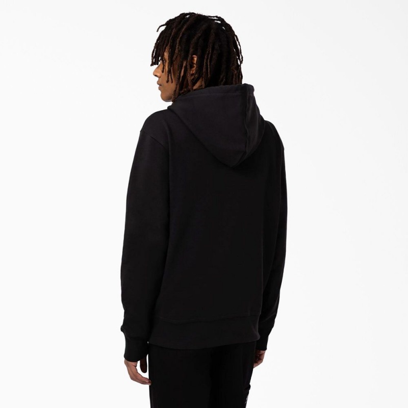 Black Dickies Skateboarding Chest Logo Men's Hoodie | 709-ITKNOE