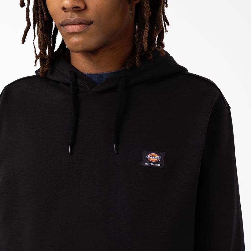 Black Dickies Skateboarding Chest Logo Men's Hoodie | 709-ITKNOE