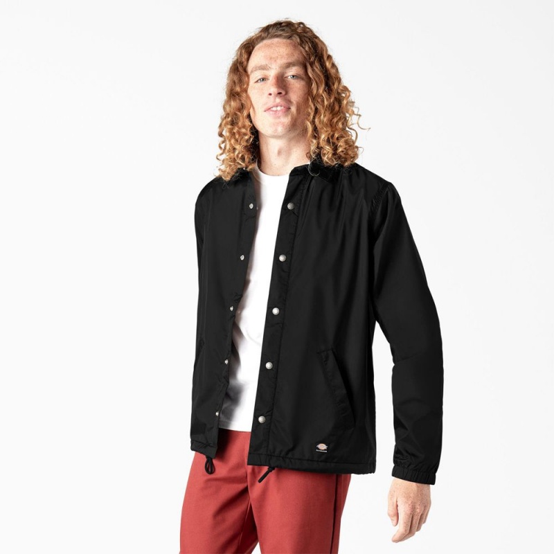 Black Dickies Skateboarding Coaches Men\'s Jacket | 149-FPXVRI