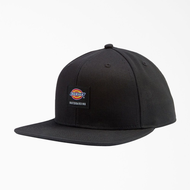 Black Dickies Skateboarding Flat Bill Women\'s Cap | 980-XVFJAP