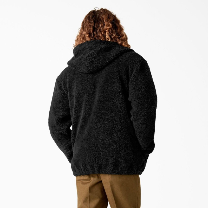 Black Dickies Skateboarding Fleece Men's Jacket | 702-YPMKHF