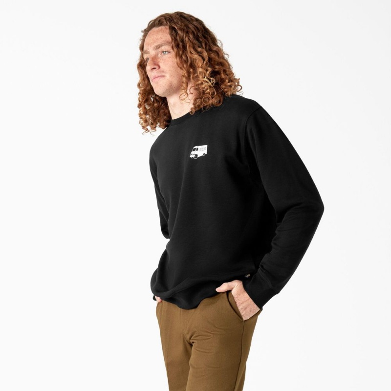 Black Dickies Skateboarding Pool Drainage Graphic Men's Sweatshirt | 158-CLBRDY