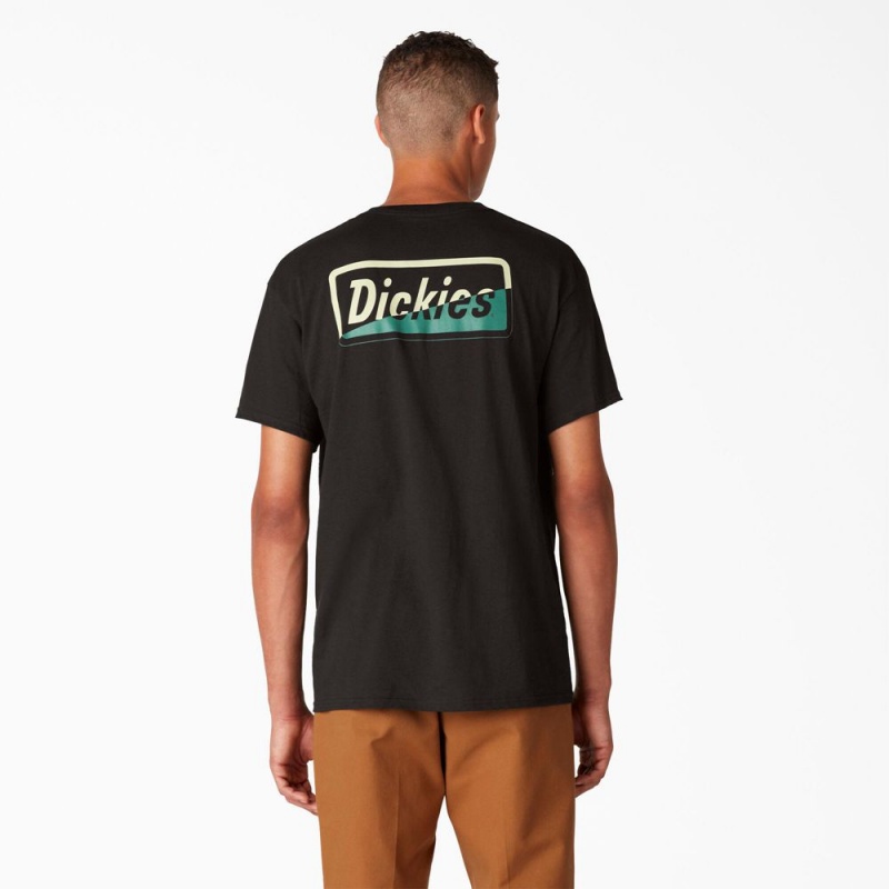 Black Dickies Skateboarding Split Graphic Men\'s T-Shirt | 241-YOFNCE