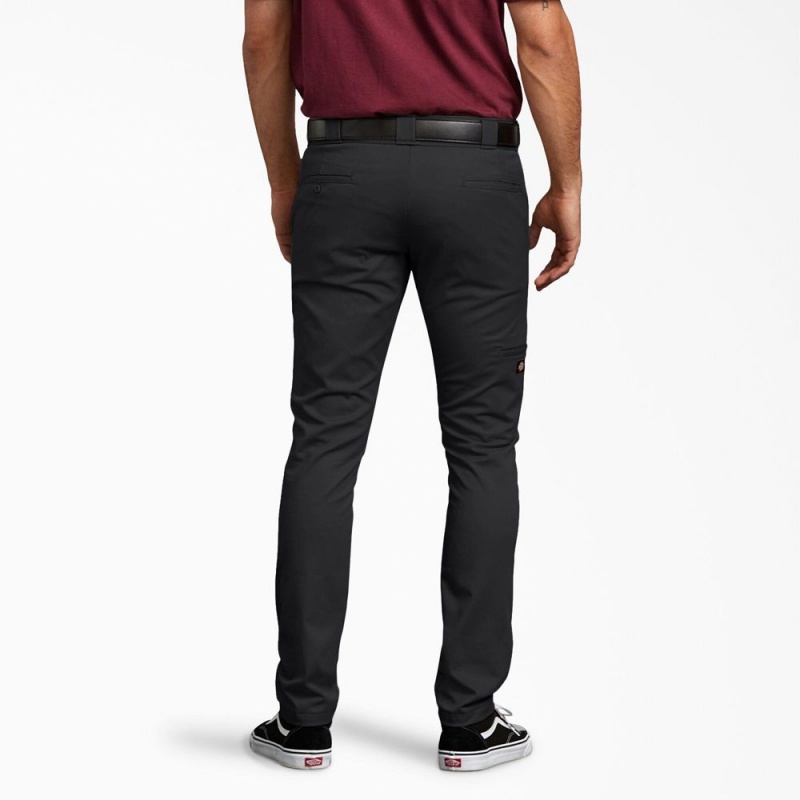 Black Dickies Skinny Fit Double Knee Men's Work Pants | 103-XIWZUN