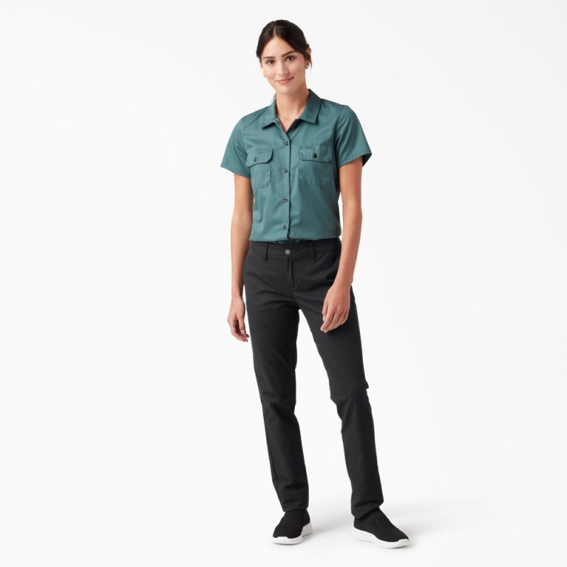 Black Dickies Skinny Twill Women's Pants | 597-WSECKO