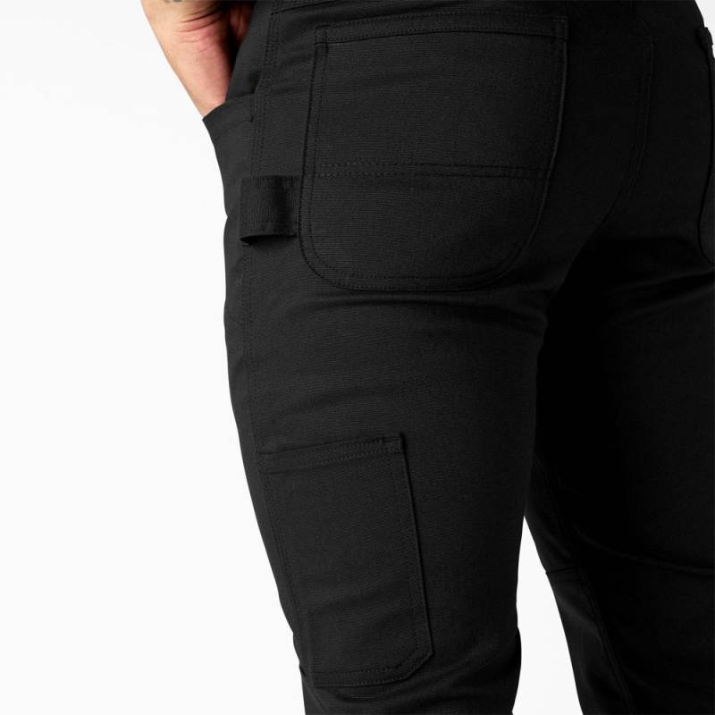 Black Dickies Slim Fit Duck Canvas Double Knee Men's Pants | 967-CLVFGO