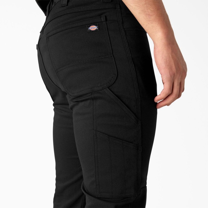 Black Dickies Slim Fit Duck Canvas Double Knee Men's Pants | 967-CLVFGO