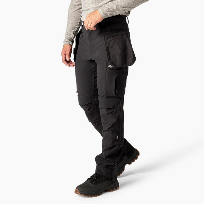 Black Dickies Slim Fit Holster Double Knee Men's Work Pants | 624-NDKTLC