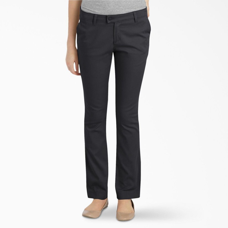 Black Dickies Slim Fit Women\'s Pants | 578-ESDLBW