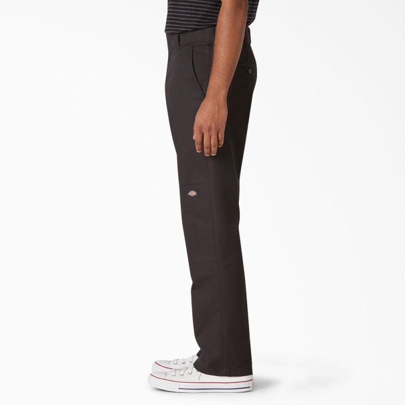 Black Dickies Slim Straight Fit Double Knee Men's Pants | 492-YGHVPB