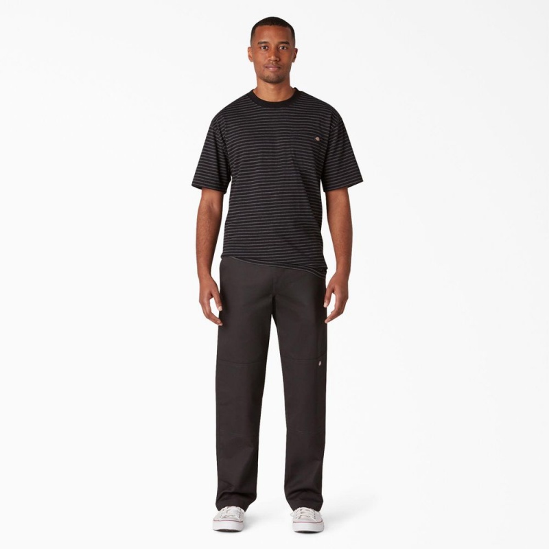 Black Dickies Slim Straight Fit Double Knee Men's Pants | 492-YGHVPB