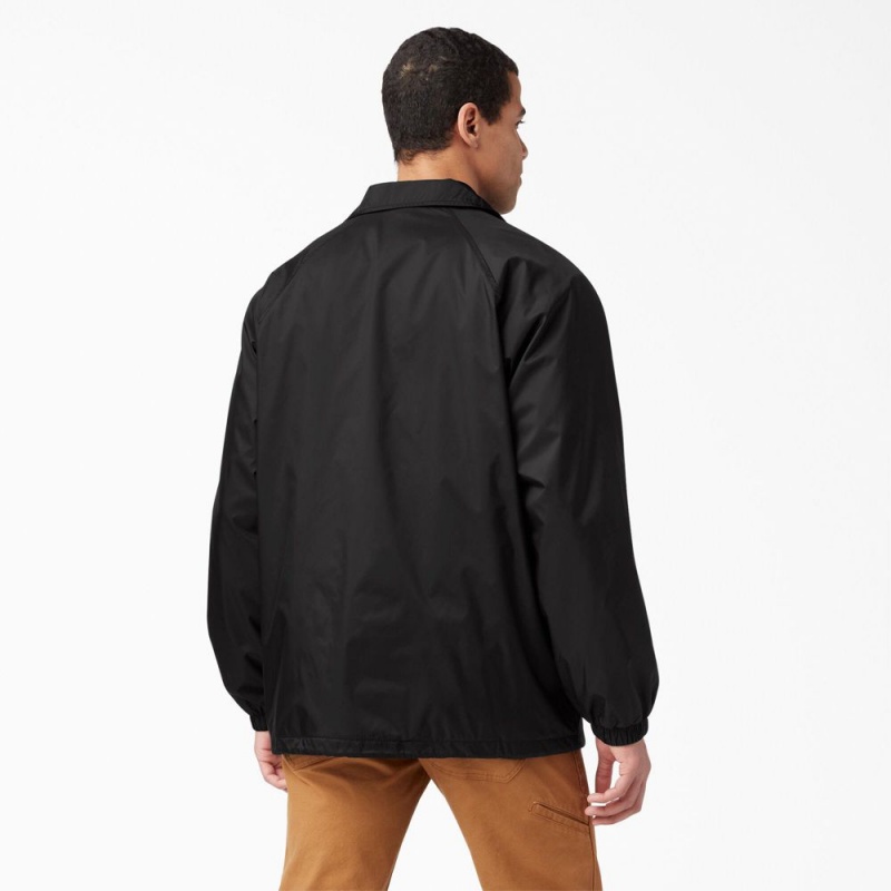 Black Dickies Snap Front Men's Jacket | 382-ROGAWQ